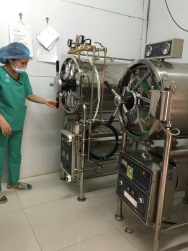 Lắp thiết bị nồi hấp tiệt trùng tại BV Thu Cúc