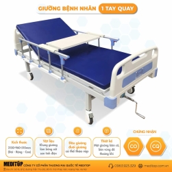 Giường sắt sơn tĩnh điện 1 tay quay