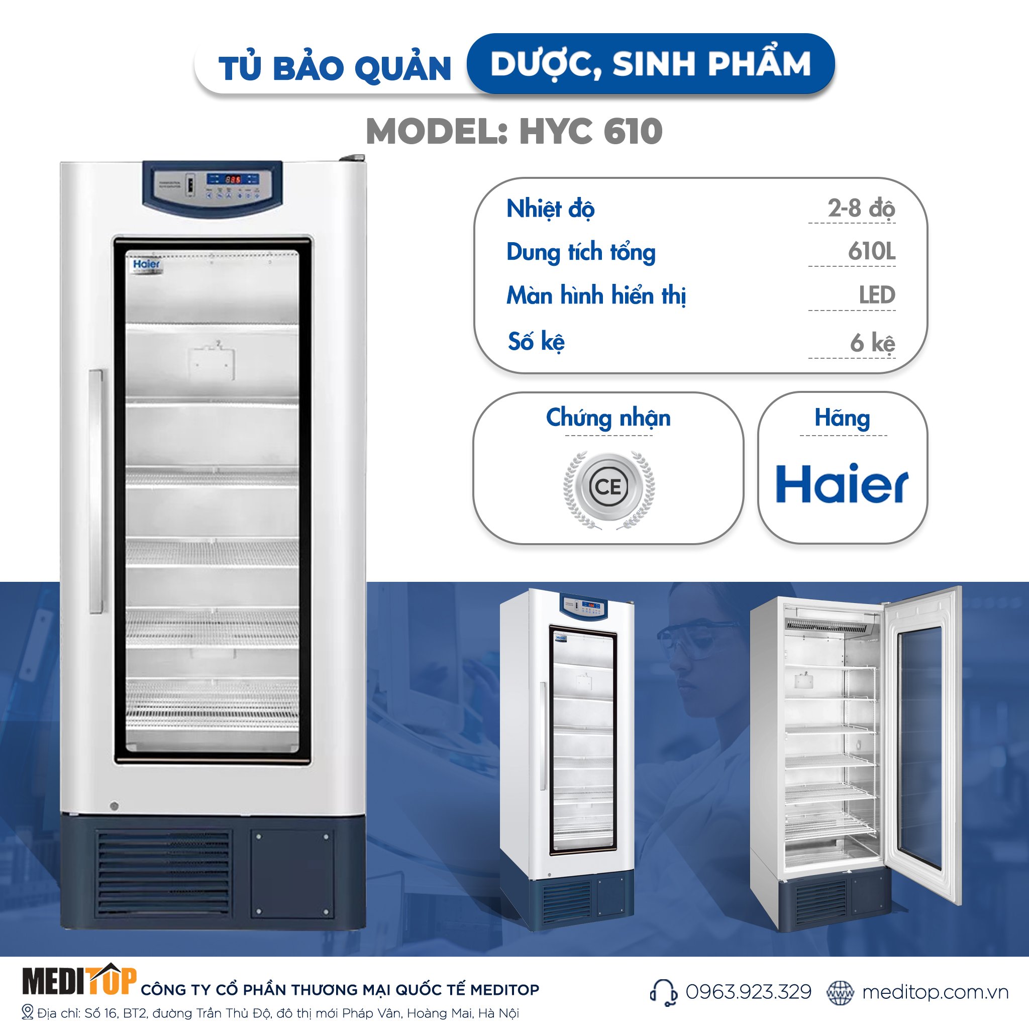 Tủ lạnh bảo quản dược phẩm HYC-610