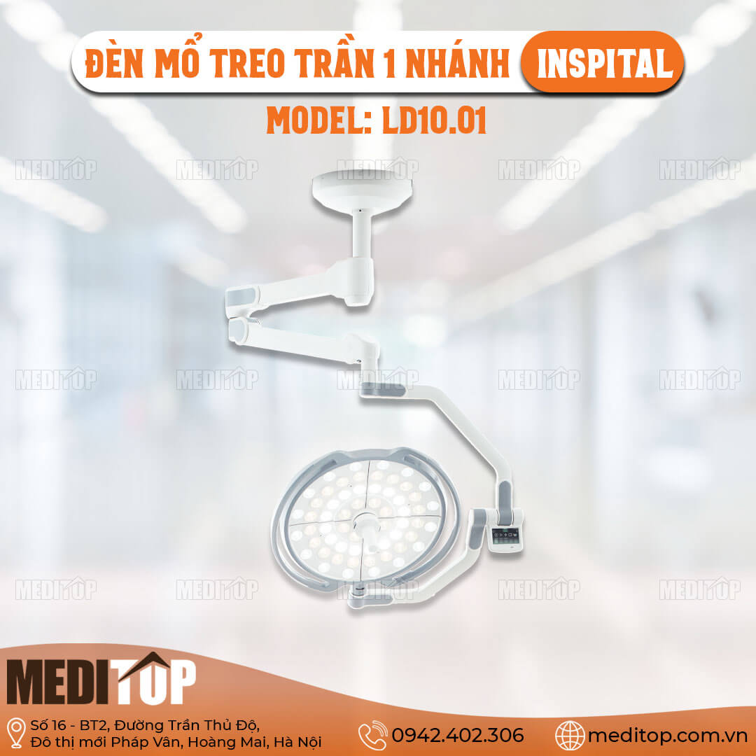 Đèn Mổ Treo Trần 1 Nhánh INSPITAL LD10.01
