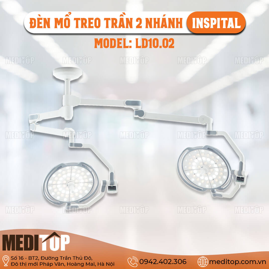 Đèn Mổ Treo Trần 2 Nhánh INSPITAL LD10.02