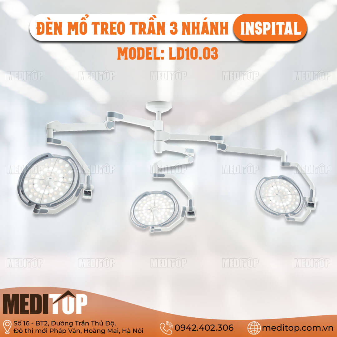 Đèn Mổ Treo Trần 3 Nhánh INSPITAL LD10.03