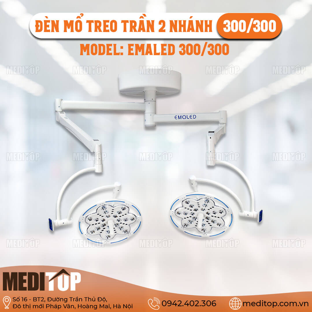 Đèn mổ treo trần 2 nhánh EMALED