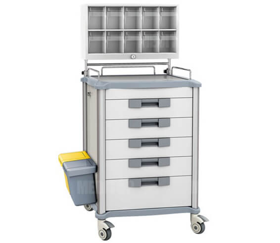 Xe tiêm gây mê 5 ngăn kéo khung inox