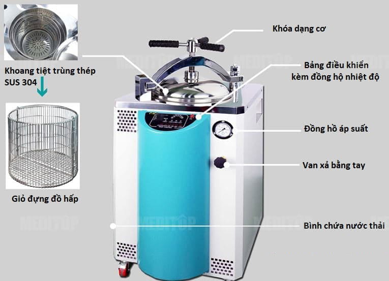 Cấu tạo của nồi hấp tiệt tr&ugrave;ng