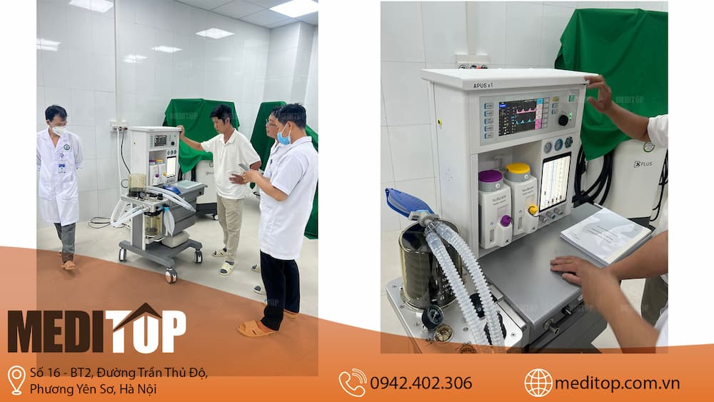 Bàn giao máy gây mê giúp thở Axcent APUS X1 Trung tâm Y tế Tuy Phước